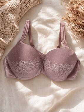 SOMA Stunning Support Balconet Bra 40DDD Dusty Rose Lace Full Coverage Underwire